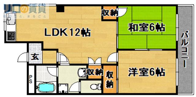 淀リバーハイツ(2LDK/3階)の間取り写真