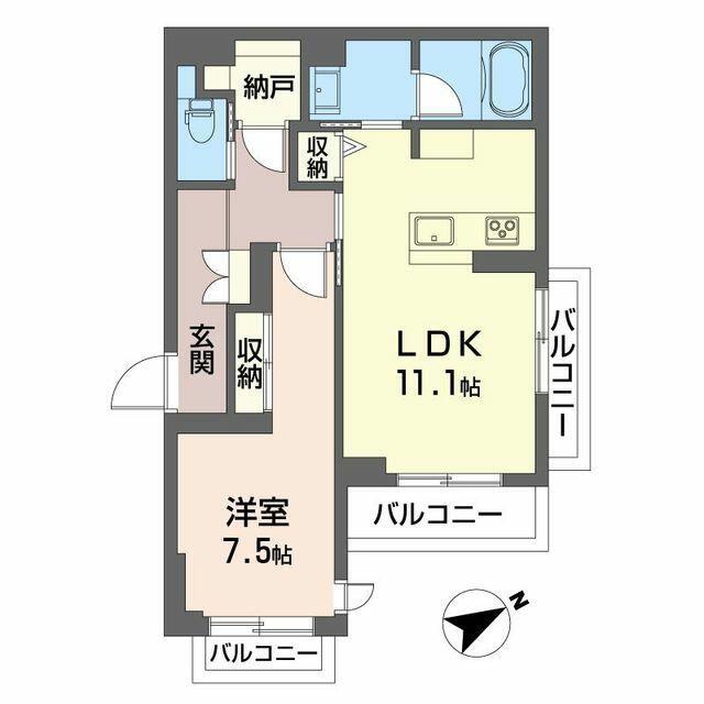 クアドリフォリオ(1LDK/2階)の間取り写真