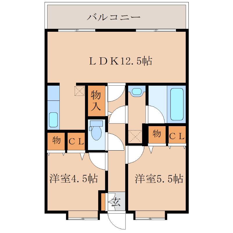 グレースヌーブ(2LDK/2階)の間取り写真