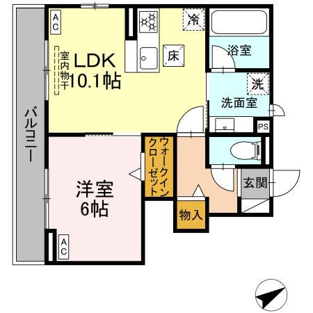 エスポワール呉竹(1LDK/1階)の間取り写真