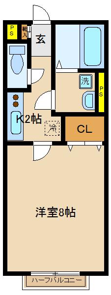 アビタシオンエリーゼ(1K/1階)の間取り写真