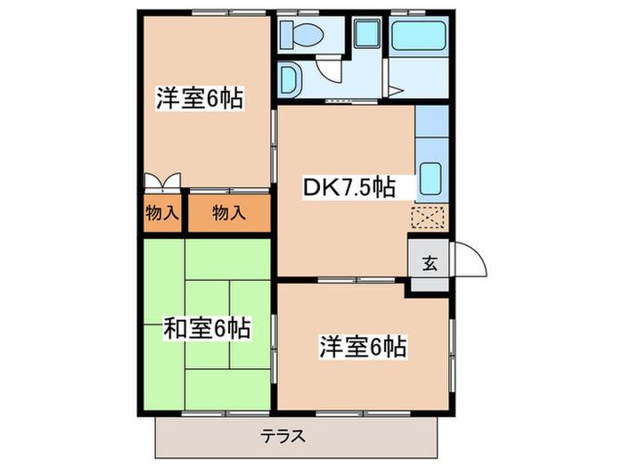 いちごハイツII(3DK/1階)の間取り写真