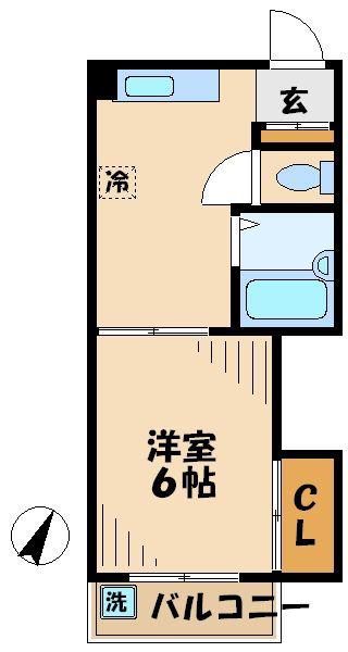 グランデージ89(1K/5階)の間取り写真