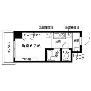 キャッスル北沢新大阪(1K/6階)の間取り写真