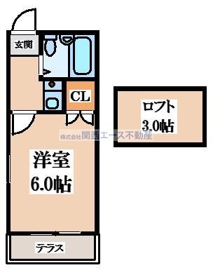 アイリス野崎(1K/2階)の間取り写真