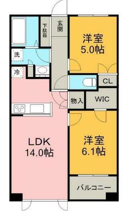 パークホームズセントラルシティ中央区港(2LDK/5階)の間取り写真