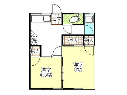 三貴荘(2K/1階)の間取り写真