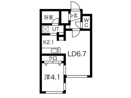 FIORE BIANCA桑園(1LDK/2階)の間取り写真