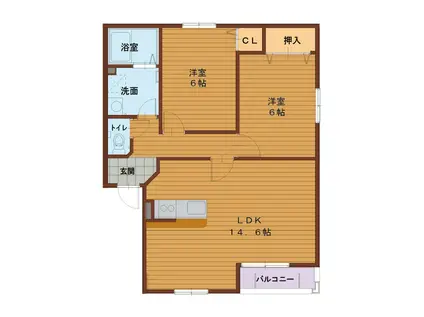 パークメゾン(2LDK/2階)の間取り写真