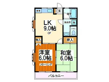 カルムハイツ(2LDK/1階)の間取り写真