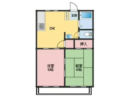 サンハイツカワシマ(2DK/1階)の間取り写真