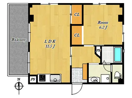 FDKハイツ(1LDK/2階)の間取り写真