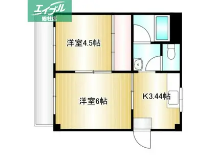 山長ビルB(2K/4階)の間取り写真