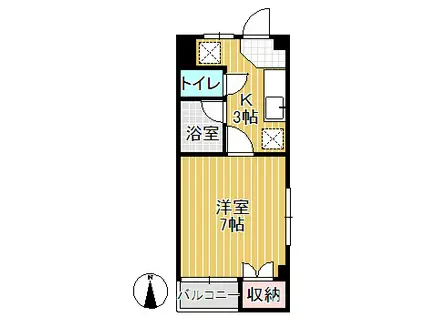 ソシエール高岡(1K/3階)の間取り写真