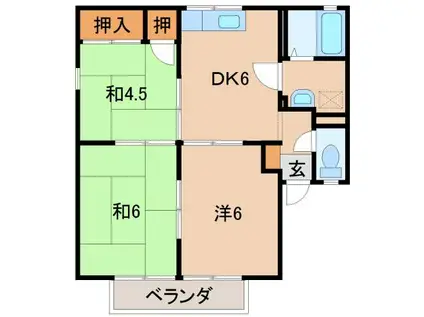 プリシェール三樹(3DK/1階)の間取り写真