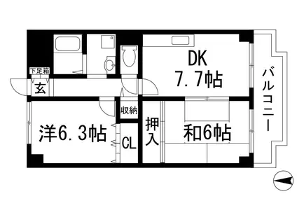 ホワイトボックスパート2(2DK/3階)の間取り写真