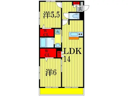 PISO八千代台(2LDK/1階)の間取り写真