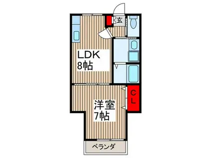 ラスティングピースIII(1LDK/1階)の間取り写真