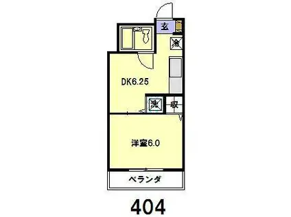 第1塚本ハイツ(1DK/4階)の間取り写真