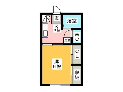 パークハイツ北鎌倉(1K/1階)の間取り写真