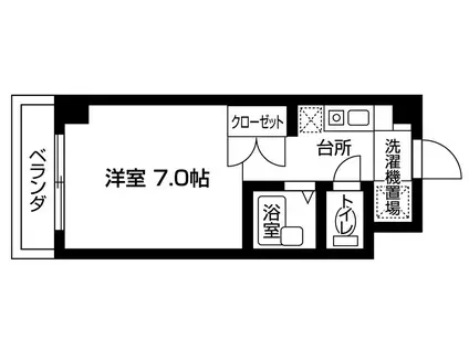 シティ・ハイツIII(ワンルーム/2階)の間取り写真