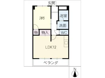シャンポール岩崎(1LDK/2階)の間取り写真