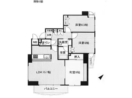 藤和己斐本町ホームズ(3LDK/2階)の間取り写真