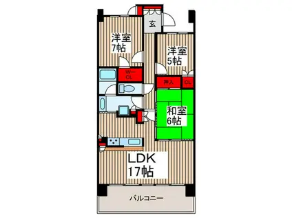 ローレルコート南浦和(3LDK/3階)の間取り写真