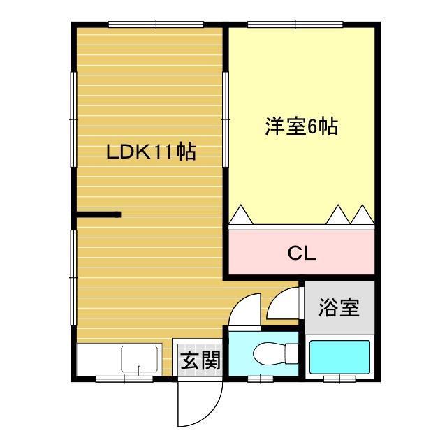 石田コーポ(1LDK/1階)の間取り写真