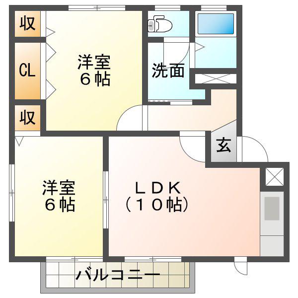 エミネンス匠 A(2LDK/2階)の間取り写真