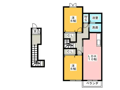 ラルジュ・ジャルダン利平治(2LDK/2階)の間取り写真