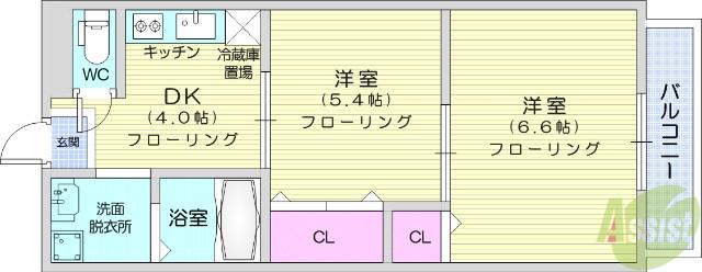 パルティール(2DK/3階)の間取り写真