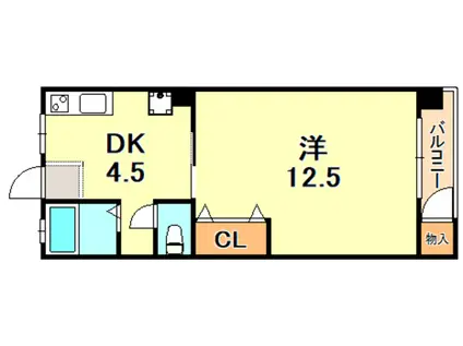 地下鉄西神・山手線 名谷駅 徒歩25分 3階建 築54年(1DK/3階)の間取り写真