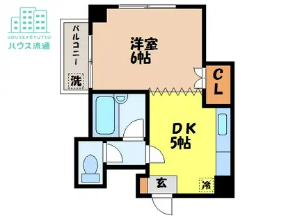 七福マンション八幡町(1DK/3階)の間取り写真