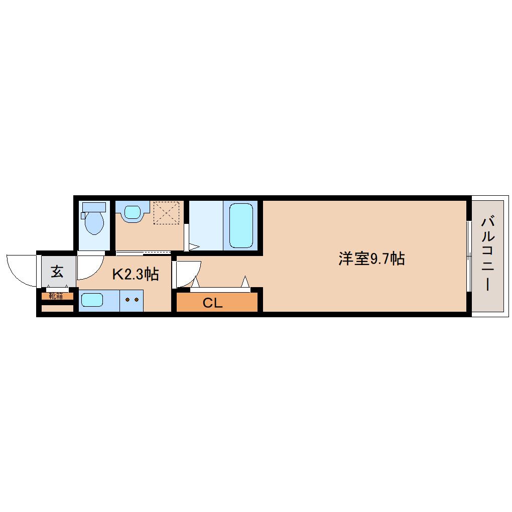 ヒカルサ奈良大森西ノース(1K/3階)の間取り写真