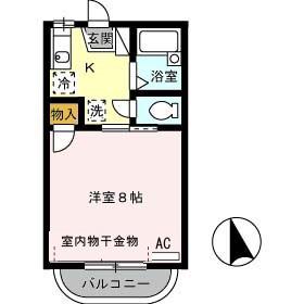 ヤングユーカリ(1K/2階)の間取り写真