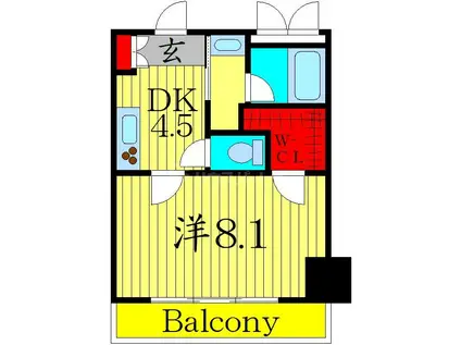 フルグラール池袋(1DK/1階)の間取り写真