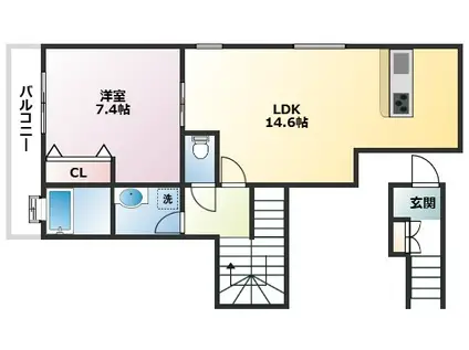 フォート本山中町(1LDK/2階)の間取り写真