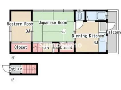 二葉町9丁目アパート(2DK/1階)の間取り写真