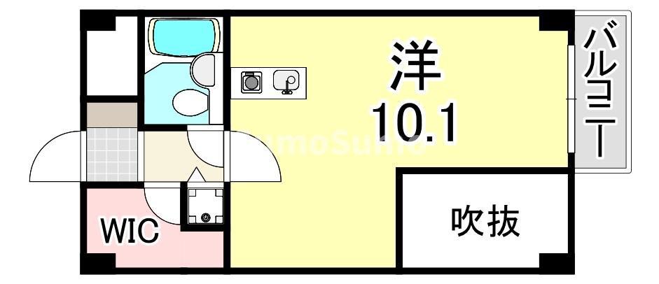 ホープ芦屋(ワンルーム/2階)の間取り写真