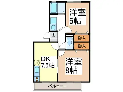 シャンボール新井A棟(2DK/2階)の間取り写真