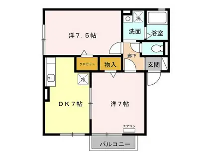 SHINE ARK D棟(2DK/2階)の間取り写真