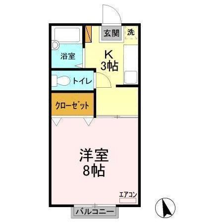 シェリールAI(1K/2階)の間取り写真