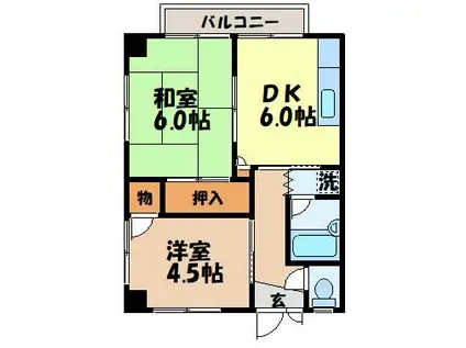 コーポ三輪(2DK/3階)の間取り写真
