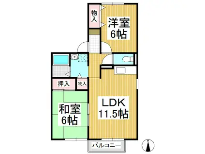 エル・プラド21 A(2LDK/2階)の間取り写真