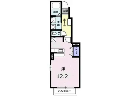 エレガンソーレII(ワンルーム/1階)の間取り写真