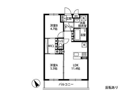 SOLANA B(2LDK/3階)の間取り写真