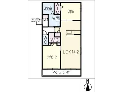 ファーレ東雲(2LDK/3階)の間取り写真