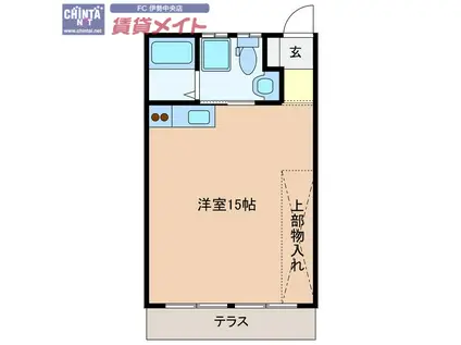 マンション双葉(ワンルーム/1階)の間取り写真