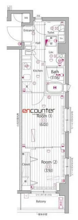ガーラ・ヒルズ新宿 1階階 間取り